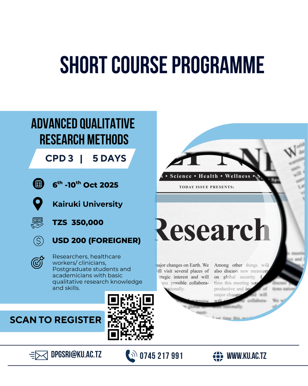 Short Course: Advanced Qualitative Research Methods