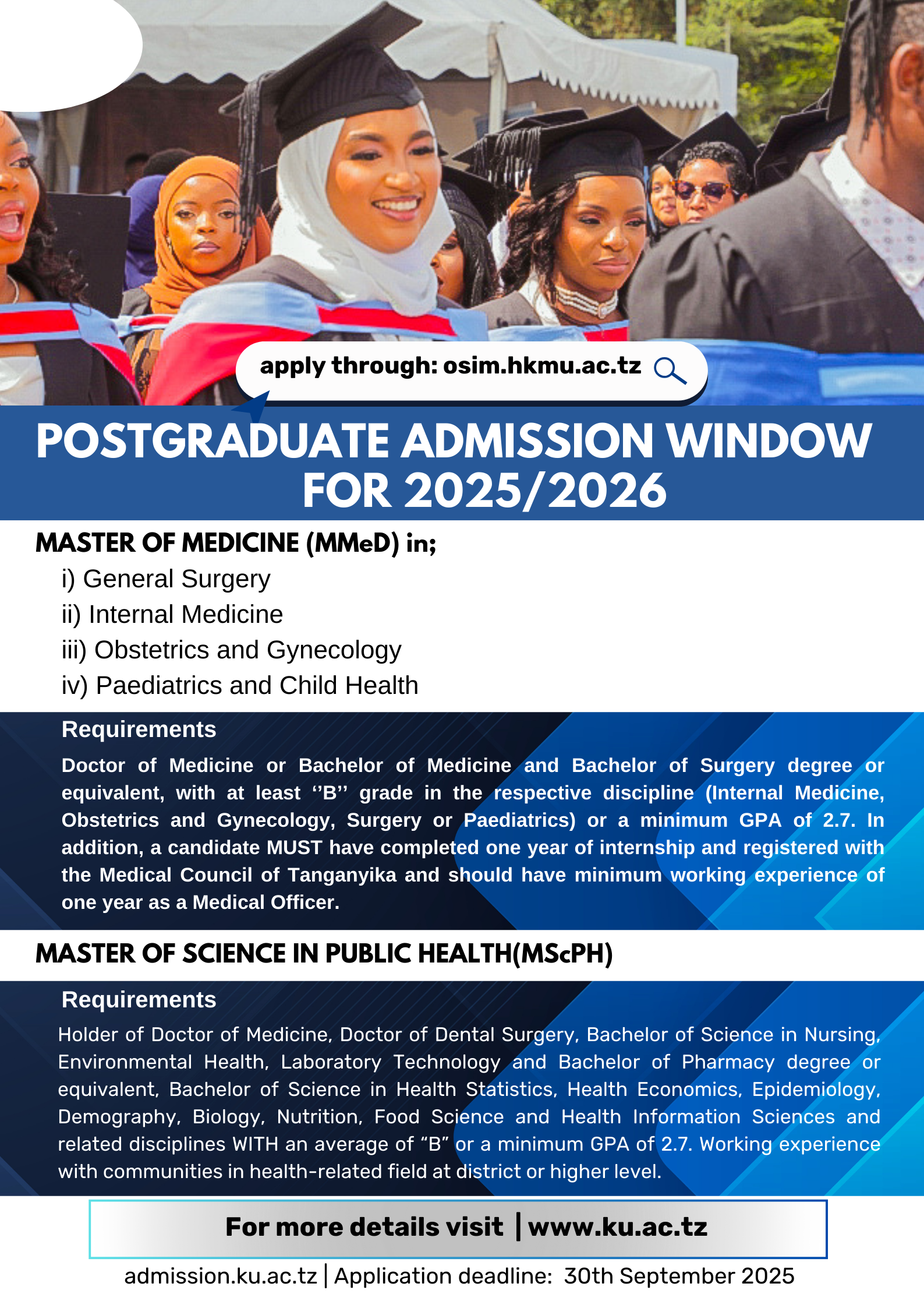Postgraduate admissions announcement